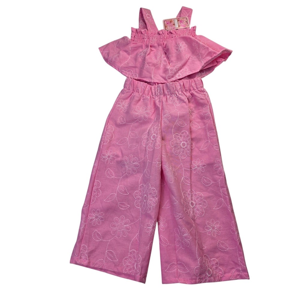 Btween Toddler Girl‎ Easter Outfit 3T  Embroidered Cold Shoulder Top Pants NWT